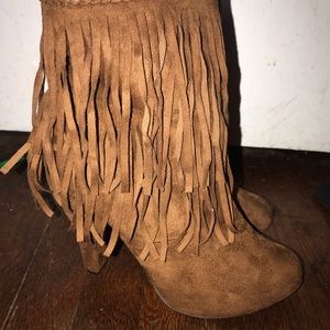 Tan ankle heel boots